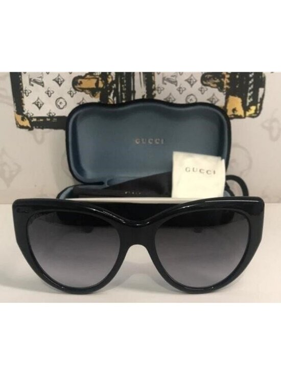 New Authentic Gucci GG0877S 001 Black Soft Cat-Eye Sunglasses Grey Gradient Lens main image 8